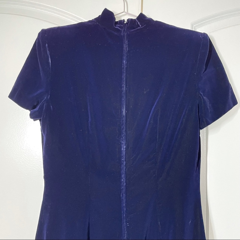 Maggy London Blue/Purple Velvet Chinese Dress size 6 - Picture 11 of 13